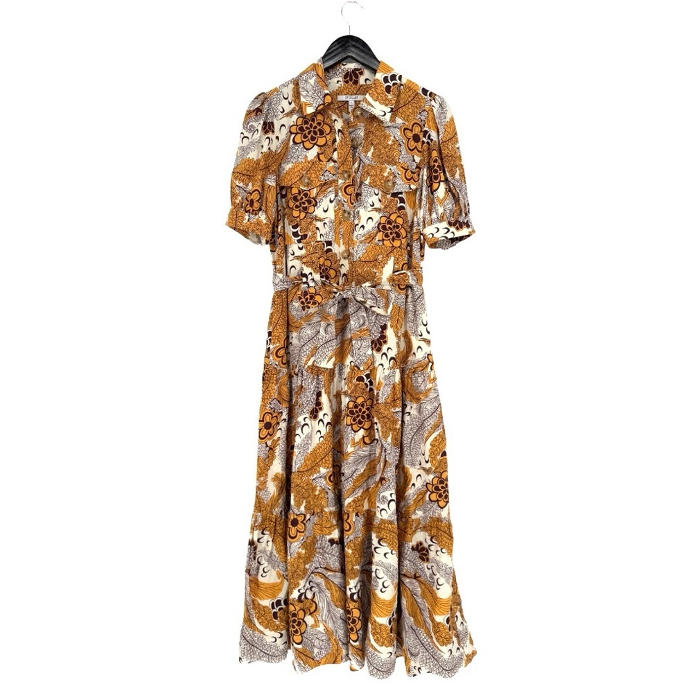 10 Crosby Derek Lam‎ 8 Buffy Utility Dress Multi Midi Length Linen-Blend Pockets - Picture 3 of 15